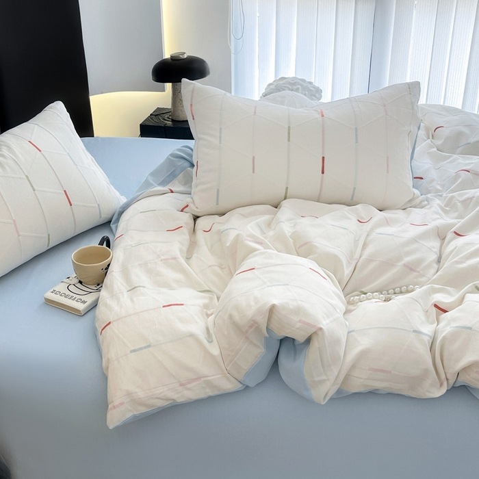 Set posteljine od 100% pamuka, jacquard, trostruka vlakna, četverodijelni komplet s navlakom za madrac
