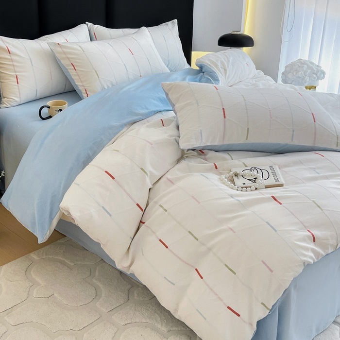 Set posteljine od 100% pamuka, jacquard, trostruka vlakna, četverodijelni komplet s navlakom za madrac