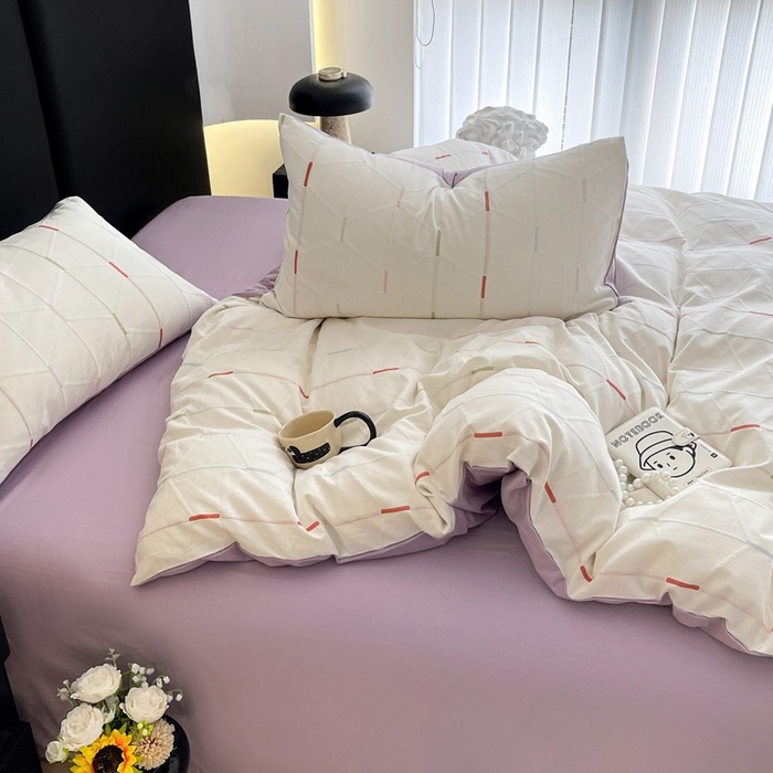 Set posteljine od 100% pamuka, jacquard, trostruka vlakna, četverodijelni komplet s navlakom za madrac