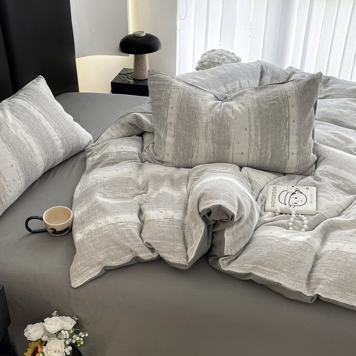 Set posteljine od 100% pamuka, jacquard, trostruka vlakna, četverodijelni komplet s navlakom za madrac