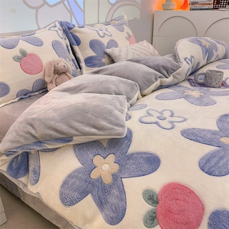 Paplanhuzat cartoon mintával, twill szövés, reaktív nyomtatás és festés, tejfleece anyag