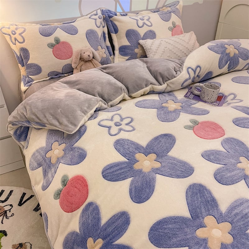 Paplanhuzat cartoon mintával, twill szövés, reaktív nyomtatás és festés, tejfleece anyag