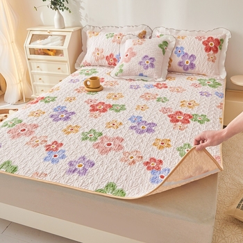 Kokvilnas adīta gultas palags ar svītrām, 40 pavedienu audums