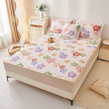 Kokvilnas adīta gultas palags ar svītrām, 40 pavedienu audums