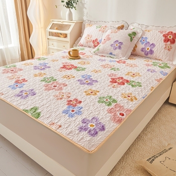 Kokvilnas adīta gultas palags ar svītrām, 40 pavedienu audums