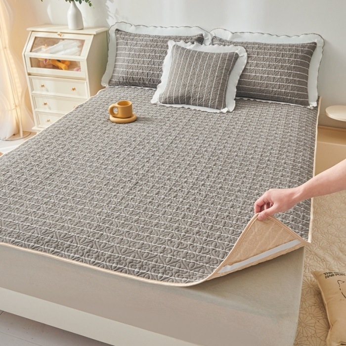 Kokvilnas adīta gultas palags ar svītrām, 40 pavedienu audums