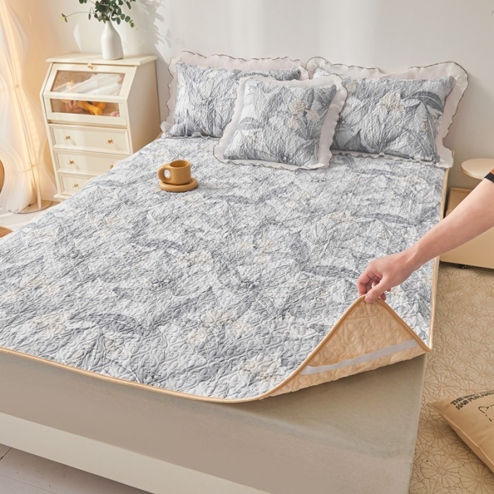 Kokvilnas adīta gultas palags ar svītrām, 40 pavedienu audums