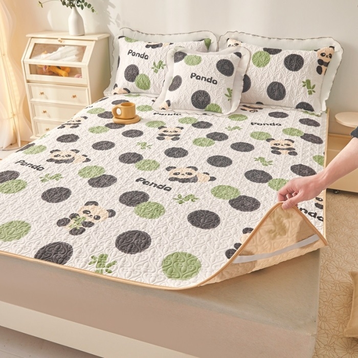 Kokvilnas adīta gultas palags ar svītrām, 40 pavedienu audums