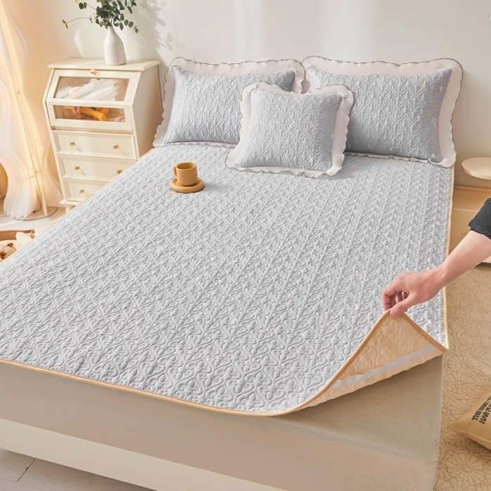 Kokvilnas adīta gultas palags ar svītrām, 40 pavedienu audums