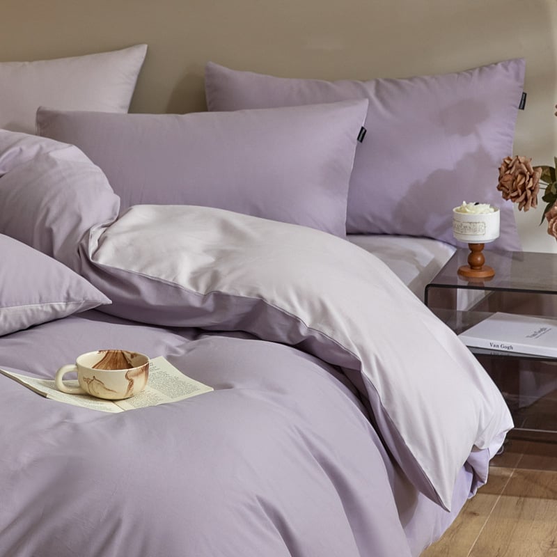 Četverodjelni set posteljine od 100% pamuka za jesen-zimu, brušeni twill, 32 vlakana, jednobojna