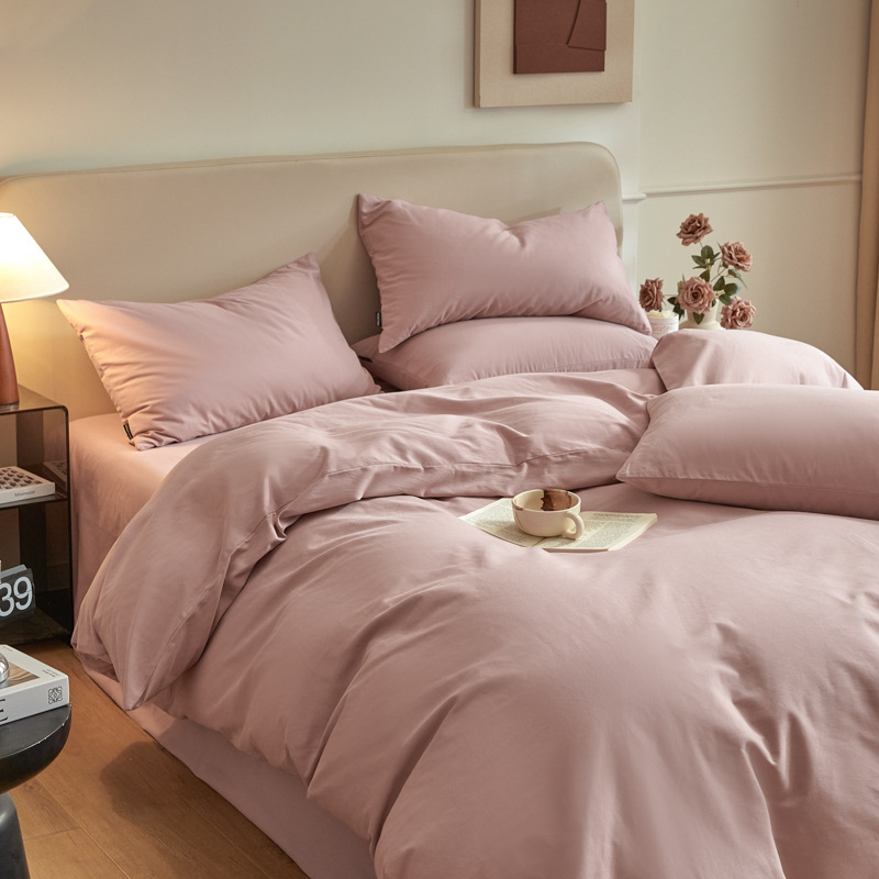 Četverodjelni set posteljine od 100% pamuka za jesen-zimu, brušeni twill, 32 vlakana, jednobojna