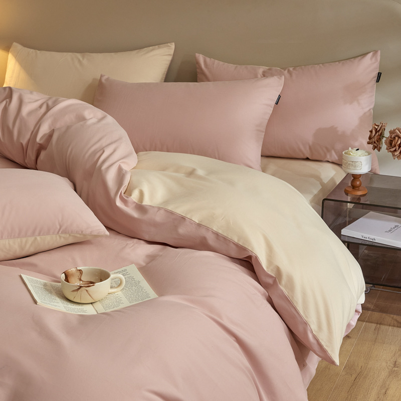 Četverodjelni set posteljine od 100% pamuka za jesen-zimu, brušeni twill, 32 vlakana, jednobojna