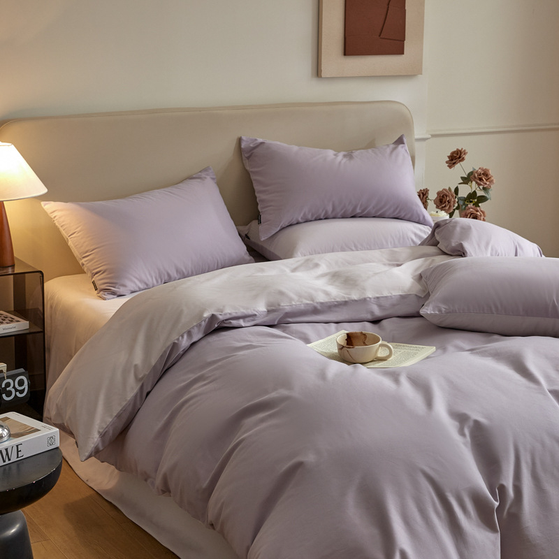 Četverodjelni set posteljine od 100% pamuka za jesen-zimu, brušeni twill, 32 vlakana, jednobojna