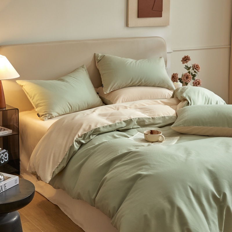 Četverodjelni set posteljine od 100% pamuka za jesen-zimu, brušeni twill, 32 vlakana, jednobojna