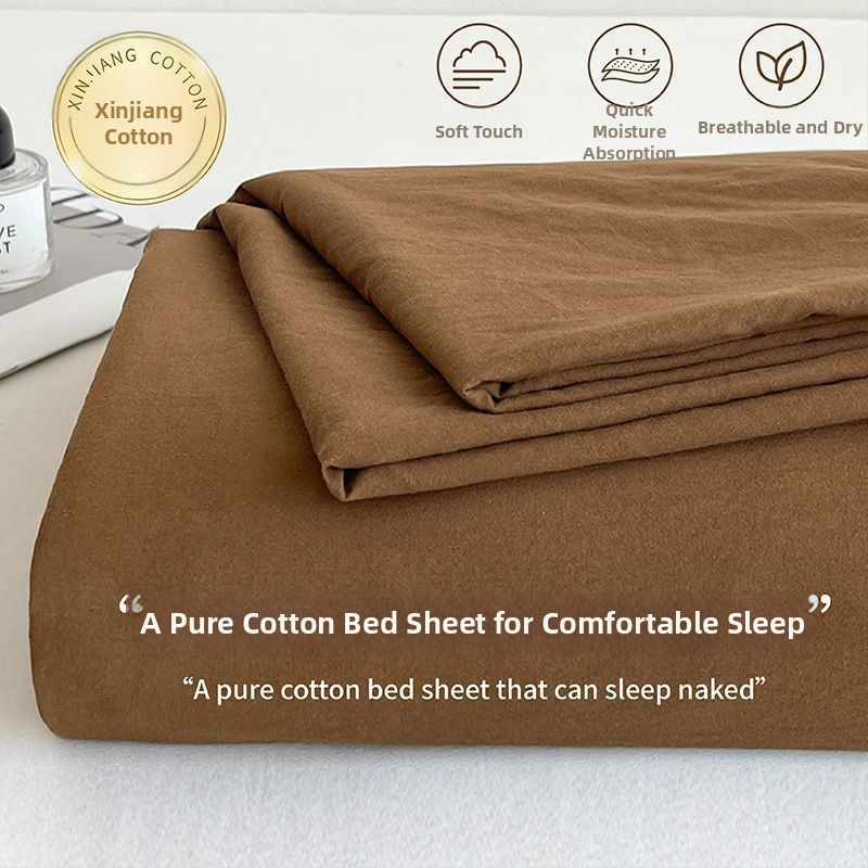 Ins stila minimalistiska kokvilnas gultasveļas komplekts, 3 daļas, Twill audums, brūsenā tekstūra, reaktīvā krāsošana