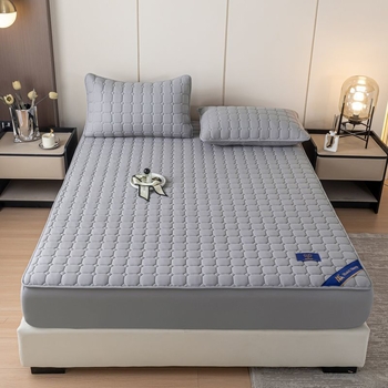 Kokvilnas kvilēts matraças aizsargs, ar termo pārneses apdruku, četrdaļu komplekts, antibakteriāls un pret ērcēm