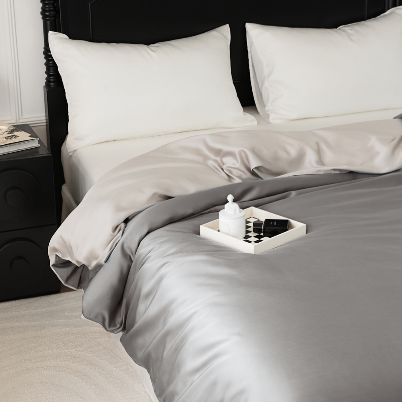 Lyocell guļamistabas veļas četrdaļīgs komplekts – satīna audums, reaktīvā krāsošana, Lyocell šķiedra, svars 1000–1500 g