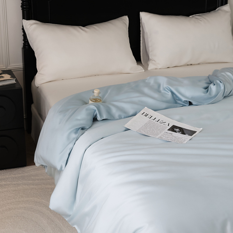 Lyocell guļamistabas veļas četrdaļīgs komplekts – satīna audums, reaktīvā krāsošana, Lyocell šķiedra, svars 1000–1500 g