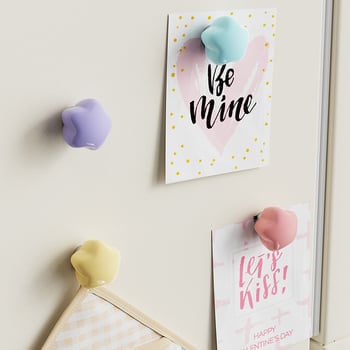 Magnētisks āķis ar piecu zvaigznīšu formu, virtuvei un ledusskapim, PP materiāls, slodze 5–10 kg, viens āķis, mūsdienīgs minimālisms