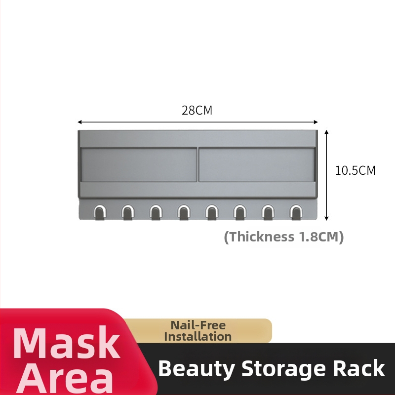 Stienā stiprināms plastmasas trīs līmeņu kosmētikas un lūpu krāsu uzglabāšanas plaukts vannas istabas spoguļa durvīm