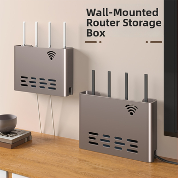 Sienas stiprināms skapītis maršrutatora un WiFi ierīcēm – metāls, minimālistisks stils, 1 līmenis, piemērots guļamistabai un viesistabai