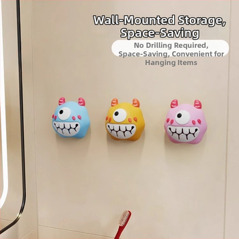 Dvieļu klips un uzglabāšanas plaukts – bez urbšanas, spiediena tipa āķis, PVC, jautrs karikatūru dizains, 0–1 kg