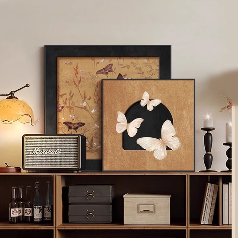 Retro stila dekoratīvā sienas glezna ar ainavu, abstrakciju un augu motīviem; pakarināms vai rāmis; PS rāmis; inkjet druka; teksturēta filmas kodols