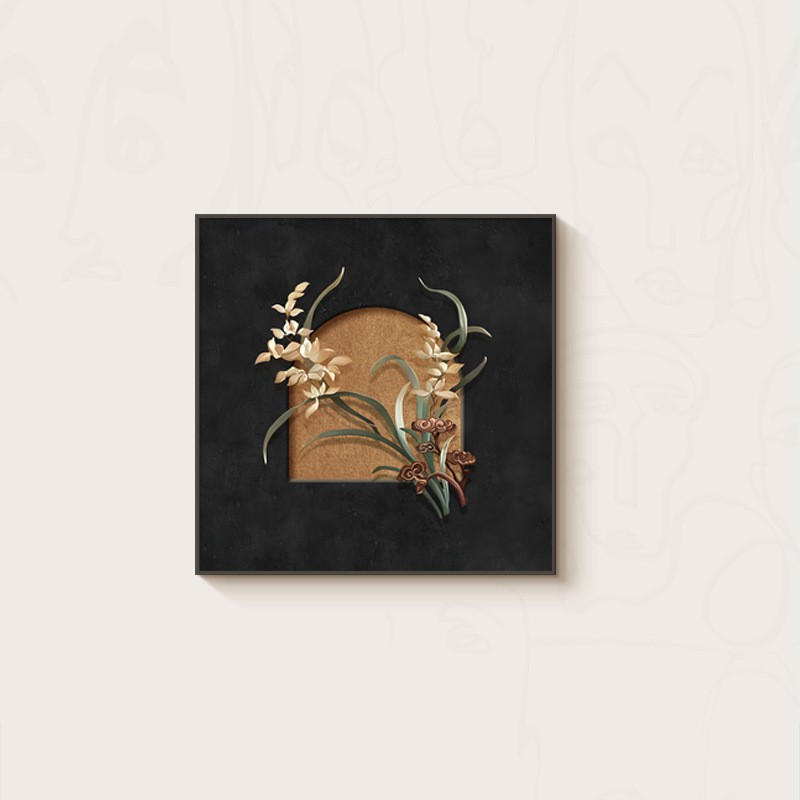 Retro stila dekoratīvā sienas glezna ar ainavu, abstrakciju un augu motīviem; pakarināms vai rāmis; PS rāmis; inkjet druka; teksturēta filmas kodols