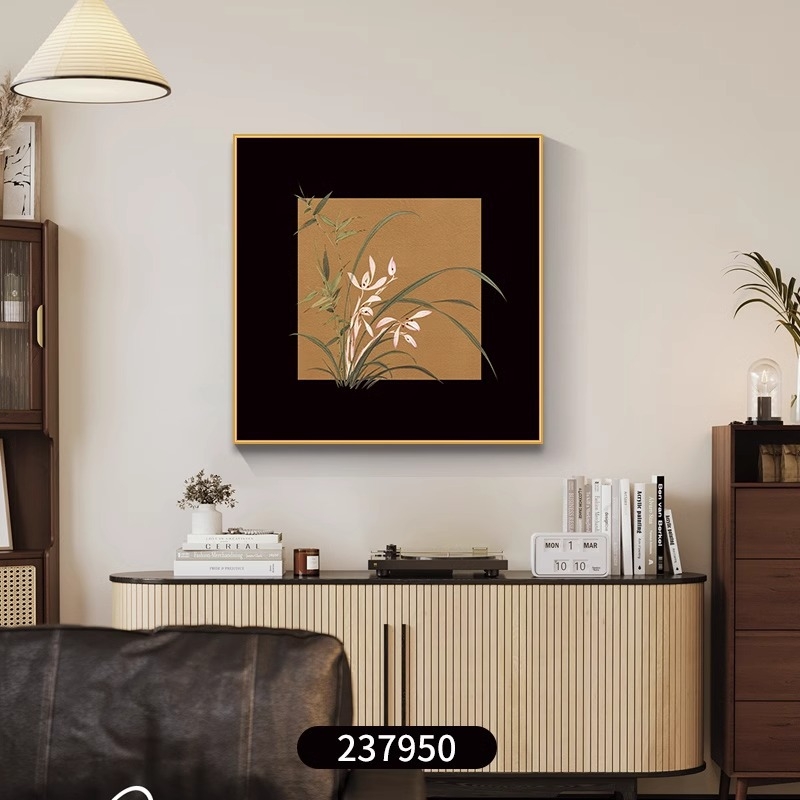 Retro stila dekoratīvā sienas glezna ar ainavu, abstrakciju un augu motīviem; pakarināms vai rāmis; PS rāmis; inkjet druka; teksturēta filmas kodols