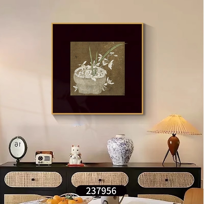 Retro stila dekoratīvā sienas glezna ar ainavu, abstrakciju un augu motīviem; pakarināms vai rāmis; PS rāmis; inkjet druka; teksturēta filmas kodols