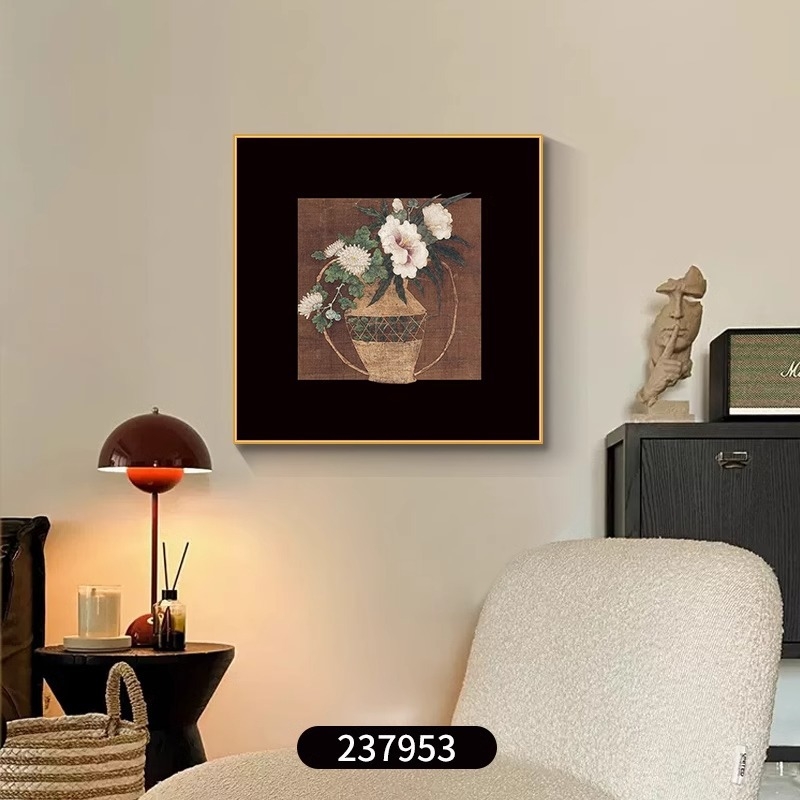 Retro stila dekoratīvā sienas glezna ar ainavu, abstrakciju un augu motīviem; pakarināms vai rāmis; PS rāmis; inkjet druka; teksturēta filmas kodols