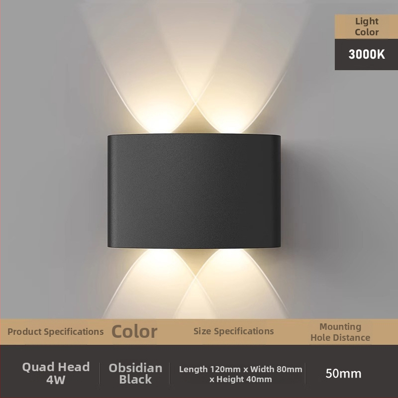 Išorinė sieninė LED lempa su dviem galvomis, atspari vandeniui, 220V, geležinis korpusas