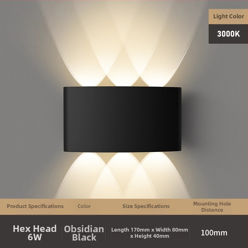 Išorinė sieninė LED lempa su dviem galvomis, atspari vandeniui, 220V, geležinis korpusas