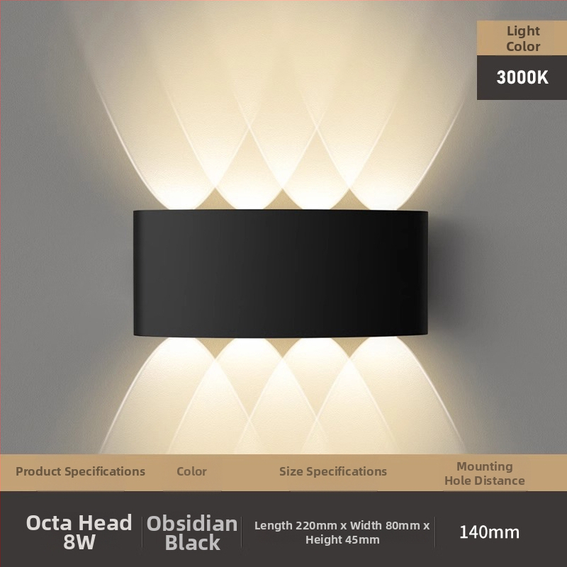 Išorinė sieninė LED lempa su dviem galvomis, atspari vandeniui, 220V, geležinis korpusas