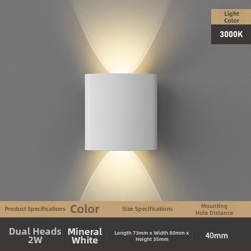 Išorinė sieninė LED lempa su dviem galvomis, atspari vandeniui, 220V, geležinis korpusas