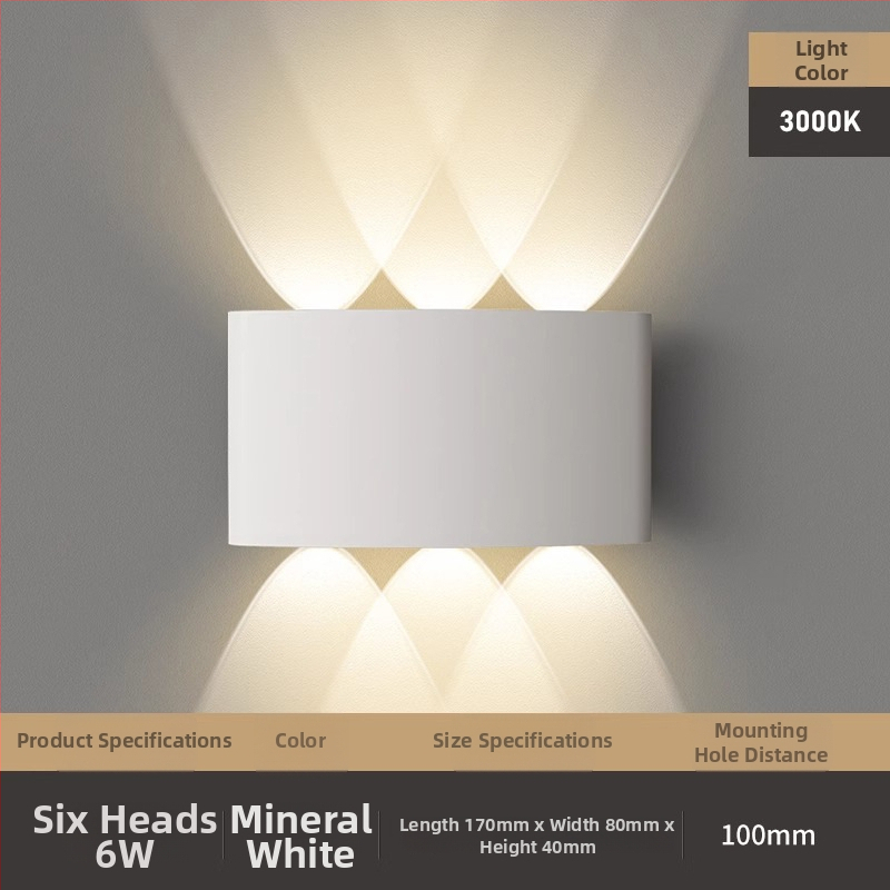 Išorinė sieninė LED lempa su dviem galvomis, atspari vandeniui, 220V, geležinis korpusas