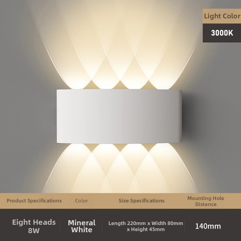 Išorinė sieninė LED lempa su dviem galvomis, atspari vandeniui, 220V, geležinis korpusas