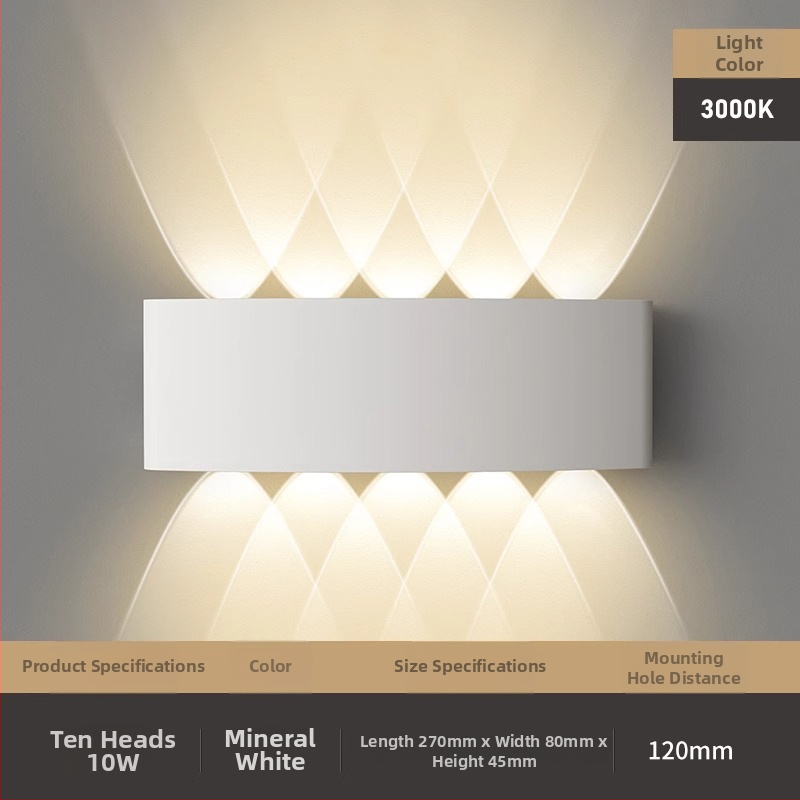 Išorinė sieninė LED lempa su dviem galvomis, atspari vandeniui, 220V, geležinis korpusas