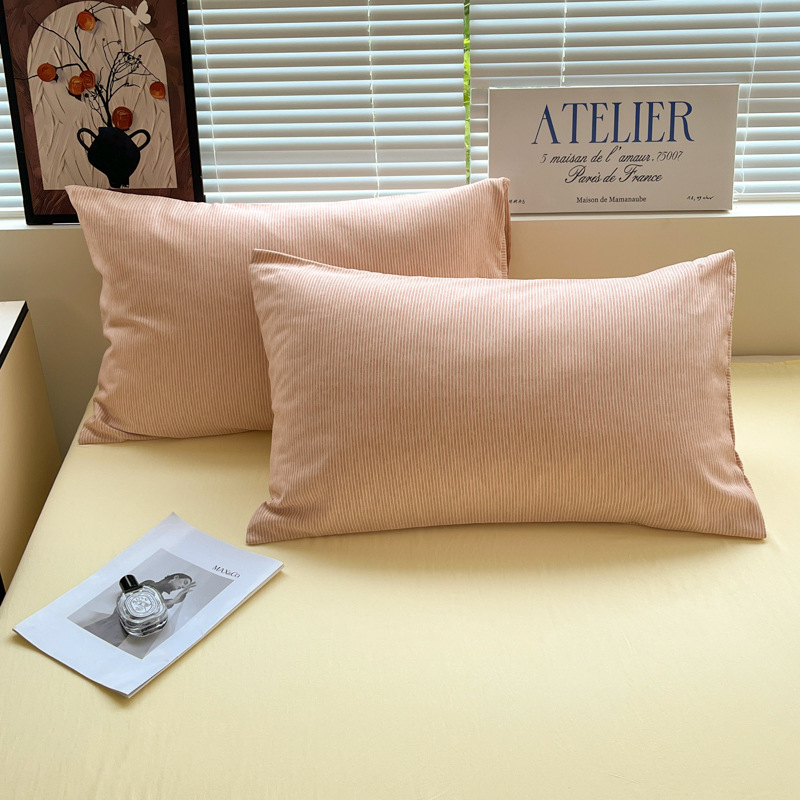 Muji stila gultas veļas komplekts ar pūļa vāku un elastīgu palagu – poliestera šķiedra, reaktīvā krāsošana, svītrainais vai vienkrāsains raksts, 3–4 gabalu komplekts, pavasaris–ziema