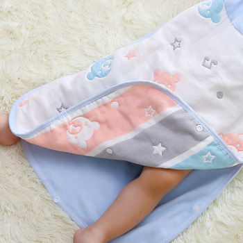 Sac de dormit pentru bebeluși din tifon de bumbac, fără mâneci, stil vestă, model cartoon, subțire