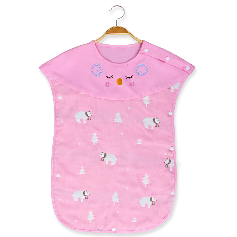 Sac de dormit pentru bebeluși din tifon de bumbac, fără mâneci, stil vestă, model cartoon, subțire