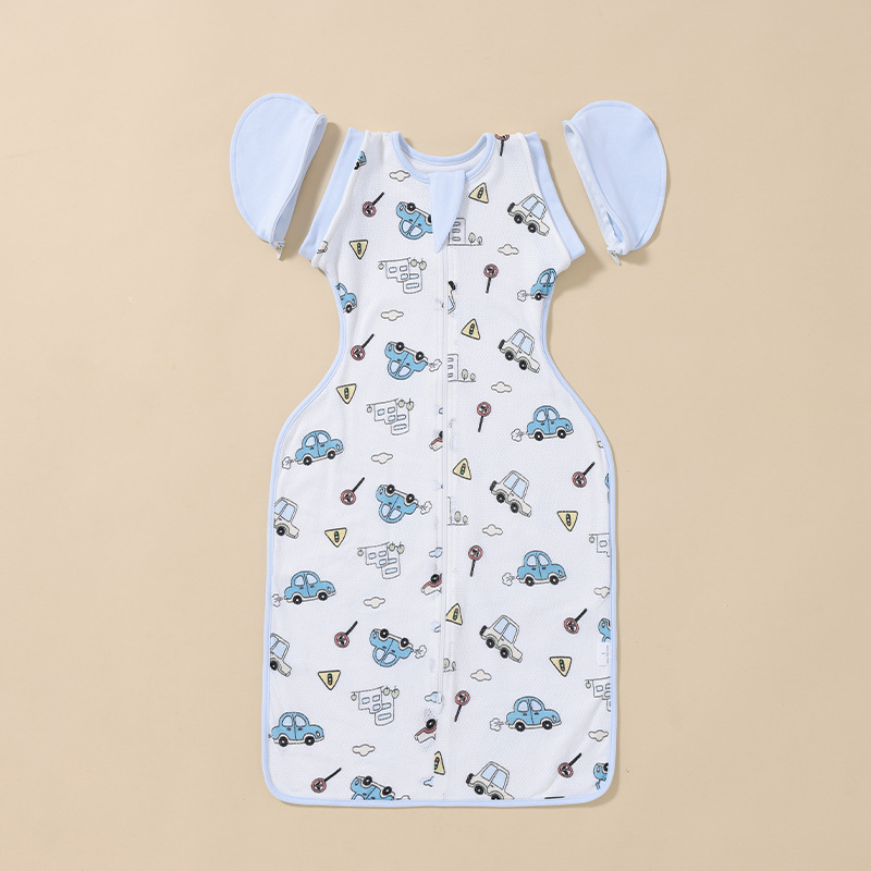 Sac de dormit pentru nou-născuți, stil cocoon, exterior din bumbac și căptușeală din bumbac, respirabil, pentru nou-născuți 0–1 ani, iarnă primăvară toamnă