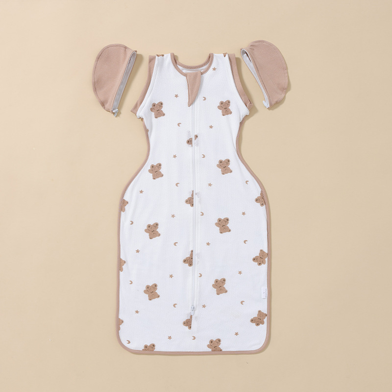 Sac de dormit pentru nou-născuți, stil cocoon, exterior din bumbac și căptușeală din bumbac, respirabil, pentru nou-născuți 0–1 ani, iarnă primăvară toamnă