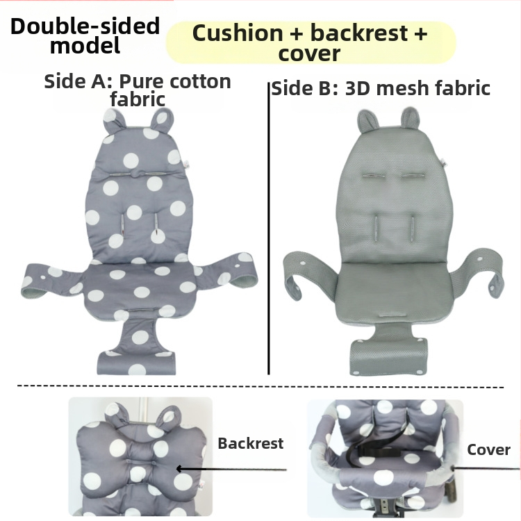 X1 Zīdaiņa ratiņu sēdekļa spilvens — pilnībā aptverts, kokvilnas/poliester materiāls, universāls visām sezonām
