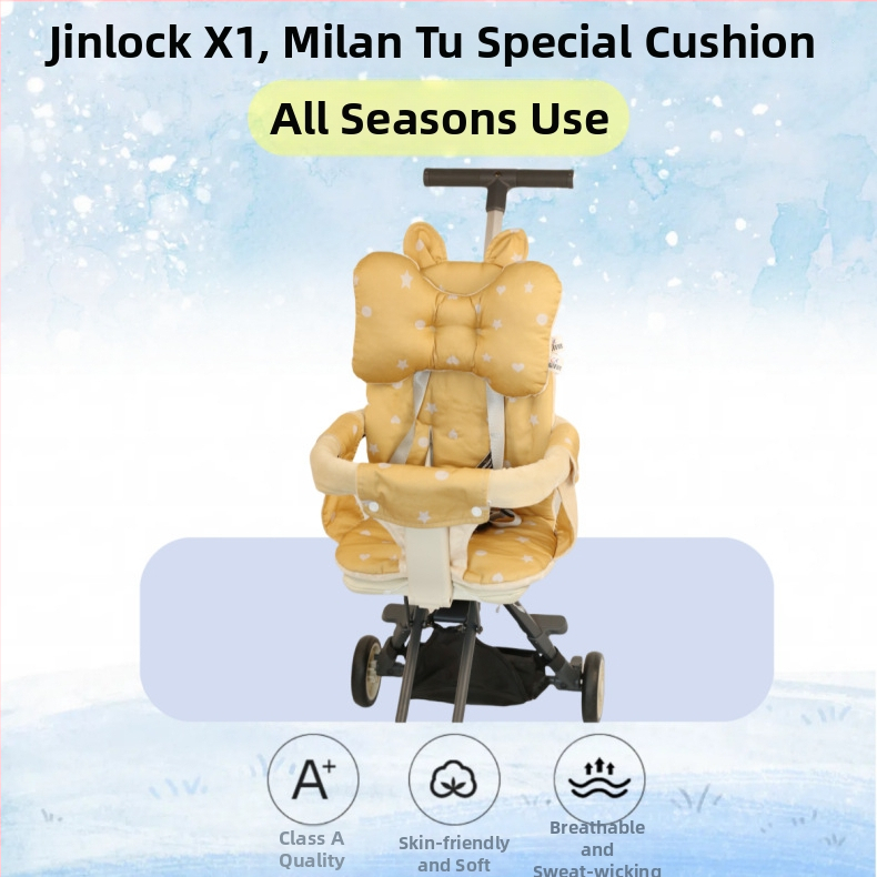 X1 Zīdaiņa ratiņu sēdekļa spilvens — pilnībā aptverts, kokvilnas/poliester materiāls, universāls visām sezonām