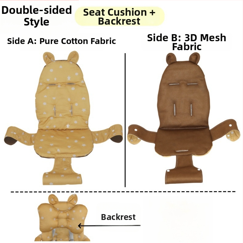 X1 Zīdaiņa ratiņu sēdekļa spilvens — pilnībā aptverts, kokvilnas/poliester materiāls, universāls visām sezonām