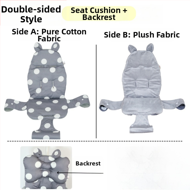 X1 Zīdaiņa ratiņu sēdekļa spilvens — pilnībā aptverts, kokvilnas/poliester materiāls, universāls visām sezonām