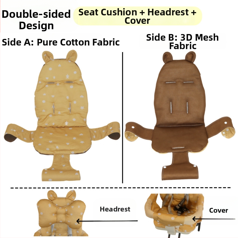 X1 Zīdaiņa ratiņu sēdekļa spilvens — pilnībā aptverts, kokvilnas/poliester materiāls, universāls visām sezonām