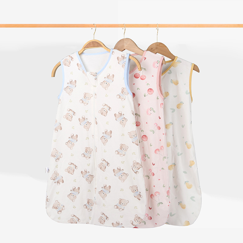Sac de dormit pentru bebeluși, fără mâneci, stil cocoon, dintr-o singură strat subțire din bumbac pur (95%+), umplutură: bumbac pur, lavabil
