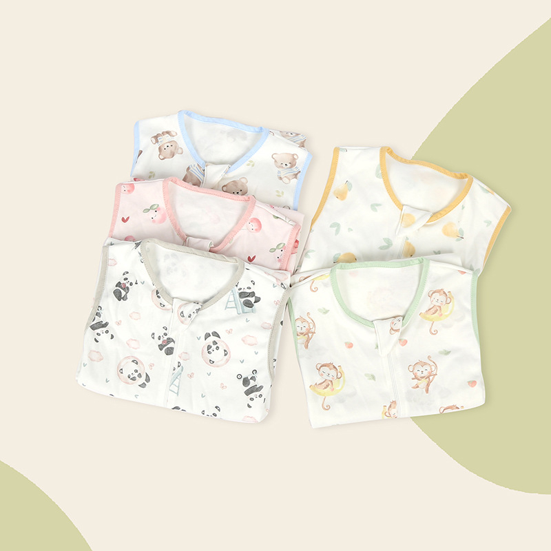 Sac de dormit pentru bebeluși, fără mâneci, stil cocoon, dintr-o singură strat subțire din bumbac pur (95%+), umplutură: bumbac pur, lavabil